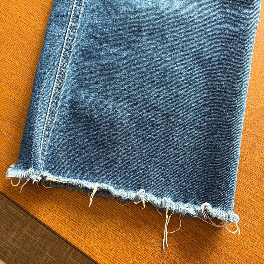 DEX - Indigo High Waist, Wide Leg, Raw Hem Jeans - Picture 8 of 8